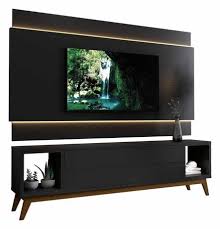 O painel, além de dar mais espaço, deixa a sua sala mais confortável. Rack Com Painel Delux 2 2 Com Led Preto Moveisaqui Rack Com Painel Magazine Luiza