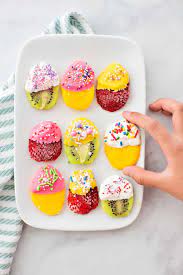 (for one year olds, i like the bitsy's brainfood ones, and also the whole grain breton crackers available in most stores or the mini whole grain rounds in the brown box from trader joe's.). Fruit Easter Eggs Healthy Easter Snacks For Kids