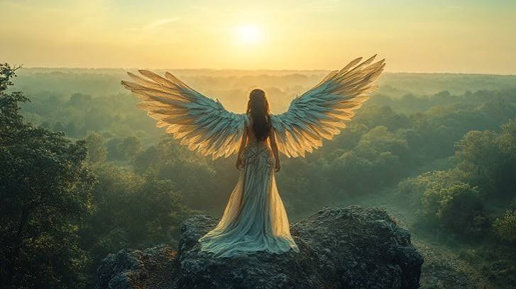 Download Angel at Sunrise Image - Angel, Sunrise, Wings | StockCake