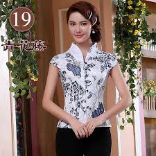 Adorable Embroidery Frog Button Chinese Shirt Blue Chinese Shirts Blouses Women Blouses For Women Women Shirts Blouse African Clothing Styles