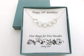 50th Birthday Gifts Five Rings Necklace Sterling Silver Etsy 50th Birthday Gifts For Woman 50th Birthday Birthday Gifts For Her