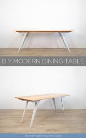 This Diy Modern Dining Table Features Custom Steel Table Legs That Made Out Of 3 X3 X3 16 Steel Angles Modern Dining Table Diy Dining Table Modern Table Legs