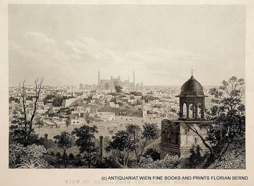 DELHI, India view c. 1860 Title View of Delhi, from the Palace Gate.: (1860) Art&nbsp;/&nbsp;Print&nbsp;/&nbsp;Poster | ANTIQUARIAT.WIEN Fine Books & Prints