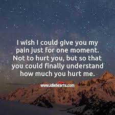 I Wish I Could Give You My Pain Just For One Moment So That You Understand How Much You Hurt Me Idlehearts