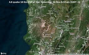 Magnitude 4 8 Earthquake Strikes Near Pereira Colombia Volcanodiscovery