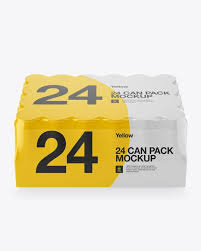 Pack With 24 Aluminium Cans Mockup In Can Mockups On Yellow Images Object Mockups In 2020 Mockup Free Psd Psd Mockup Template Mockup Psd