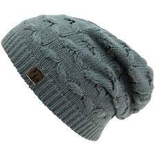Gray Oversize Slouchy Cable Knit Beanie Cap Hat Knitted Hats Cable Knit Cable Knit Hat