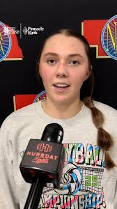 Amherst advanced today in four sets at the D1 NSAA state volleyball  tournament. Addy Simmons who had 13 kills talks about the win with Austin  Jacobsen of Hurrdat Sports.