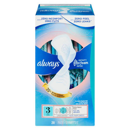 Buy Always Infinity Sanitary Pads Extra Heavy Flow Unscented 28 Count |  FreshCo