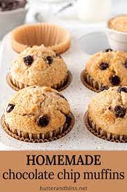 Easy Chocolate Chip Muffins Butter And Bliss Recipe Moist Chocolate Chip Muffins Chocolate Chip Muffin Recipe Chocolate Chip Muffins