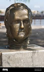 Bust Of Charles Darwin; Puerto Baquerizo Moreno San Cristobal Island  Galapagos Equador Stock Photo