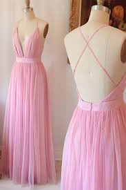 Pink Chiffon V Neck Cross Back Long Dress Summer Dress From Sweetheart Dress Backless Prom Dresses Pink Evening Dress Backless Evening Dress