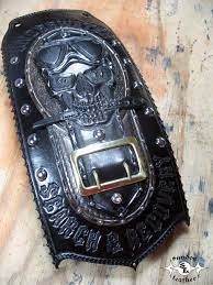 Pin On Tooled Leather Motorcycle Fender Bib