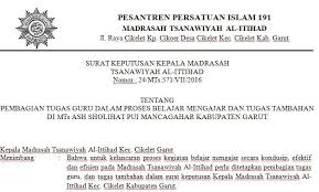 Download Contoh Surat Keputusan Kepala Madrasah Tentang Pembagian Tugas Guru Tahun Ajaran 2016 2017 Format Microsoft Word Belajar Surat Guru