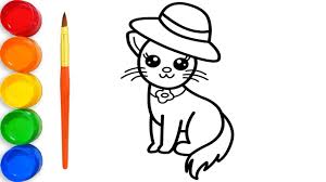 Drawing And Coloring Cat For Kids By Toy Art Fun Art Toy Art Drawing For Kids
