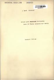 1990, Erica Lynn Arrington, copy of photo showing her marks, Alabama