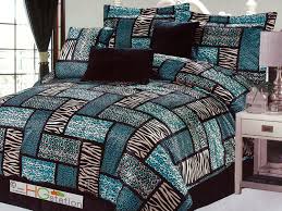 7 Pc Big Cat Feline Modern Rectangle Patchwork Leopard Cheetah Jaguar Tiger Faux Fur Comforter Set Turquoise Comforter Sets Purple Bedding Purple Bedding Sets