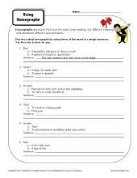 Homograph Worksheet Using Homographs Homographs Homographs Activities Spelling Resources