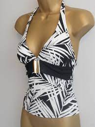 Ladies Black White Marks Spencer Halterneck Tankini Bikini Top Size 10 Fashion Clothing Shoes A Tankini Bikini Top Bikini Tankini Lady Black And White