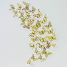 Metal butterfly wall art circle sculpture wall decor colorful butterflies. Pinkblume Gold Butterflies 3d Wall Art Stickers Diy Metallic Glitter Paper Wall Decal Removable Butterfly Decoration For Home Living Room Babys Kids Bedroom Showcase Nursery Wall Decor 48pcs Buy Online In Cayman