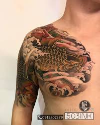 Thiết kế hình xăm có chủ đề về hoa độc và đẹp dành cho nam giới ở trên vai và lưng. Pin Auf Ca Chep Thiá»n Thá»« Daruma