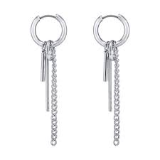 Kpop bts korean cross dangling design hoop punk earrings unisex jewelry stainless steel black cross earrings punk earrings black earrings men. Korea Style Stainless Steel Hoop Earrings Circle Tassel Drop Dangle Earring Feather Cross Earrings For Women Men Buy Online In Aruba At Aruba Desertcart Com Productid 126547371
