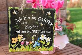 Bin Im Garten Hummeln Ca 15 X 15 Cm Etsy In 2020 Garden Signs Bumble Bee Garden Lovers
