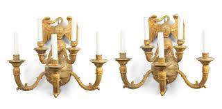 Antique french bronze empire design eagle arrow wall lights sconces. French Empire Bronze Wall Sconces