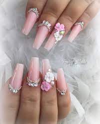 51 Impressive 3d Flower Coffin Nail Art Designs 3d 51 Art Coffin Designs Flower Impressive Nail Coffin Nails Designs Bridal Nail Art Nail Art
