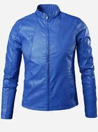 Men S Blue Cool Leather Jacket Jackets Leather Jacket Men Mens Jackets