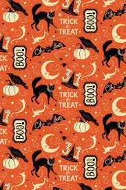 Colorful Fabrics Digitally Printed By Spoonflower Vintage Halloween Trick Or Treat Boo Vintage Halloween Designs Vintage Wallpaper Patterns Halloween Design