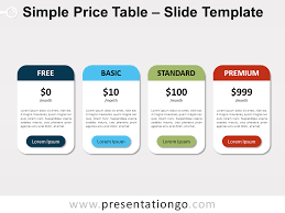 Simple Price Table For Powerpoint And Google Slides In 2020 Powerpoint Templates Powerpoint Google Slides