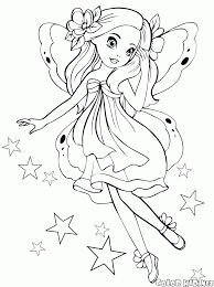 Printable dove in flight coloring page. Coloring Page Princess Fairy In Flight