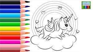 Coloriage Licorne arc en ciel Coloring unicorne rainbow - YouTube