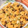 While potatoes are cooling, toss together quinoa, arugula, onion, walnuts and raisins. 1