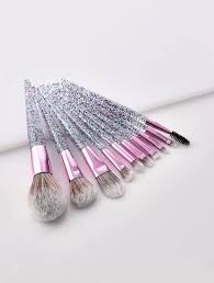 Glitter Handle Makeup Brush 10pcs For Sale Australia Shein In 2020 Makeup Brush Set Makeup Brush Set Professional Kabuki Makeup Brushes
