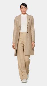 Coat is shown as a light camel color. Lauren Camel Herringbone Coat Wool Blend Suitsupply Online Store