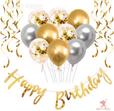 Temporarily unavailable at triangle town place out of stock at triangle town place edit store. Gold Silver Birthday Decorations For Boys Girls Combo Pack Of 28 Party Propz Online Party Supply And Birthday Decoration Product Store