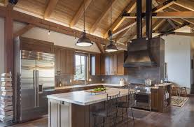 Cornerstone Homes Colorado Custom Home Builder The Miners Climb Mining Inspired Timber Frame Home In Bo Kitchen Layout Timber Frame Homes Contemporary Kitchen