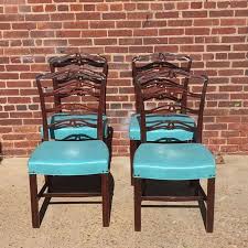 Aqua Vinyl Covered Vintage Dining Chairs From Off The Beaten Track Warehouse Of Permanently Closed Attic Dining Chairs Vintage Dining Chairs Chair
