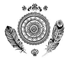 Black And White Tattoo Stencil Designs Black Ink Mandala Design With Feather Tattoo Stencil Small Mandala Tattoo Mandala Tattoo Mandala Tattoo Design
