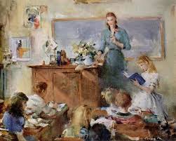 A Beautiful Painting Of A Teacher And Her Students Used In A John Hancock Life Insurance Ad From 1953 Vintage 19 Art School Chic Back To School Art Painting