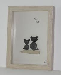 Les Chats Tableau Avec Galet De Plage Et Bois Flotte Decoration Murale Cadeau Enfant Naissance Anniversaire Diy Enfant Pebble Pictures Cat Frame