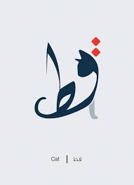 The Word Cat As Graceful In Text As In Real Life Arabic Words Illustrated Words Word Art