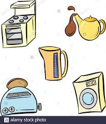 Collection D Appareils De Cuisine Dessin Anime De Vecteurs D Une Cuisiniere D Un Logo Electrique Grille Pain Et Lave Linge Image Vectorielle Stock Alamy