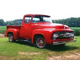 1956 Ford F 100 V 8 Pickup Red Fvr Transport Wallpaper Image Featuring Cars Old Pickup Trucks Pickup Trucks Cool Trucks
