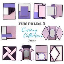 Place the inside panel horizontally on your scoreboard and score at 2 1/2 , 5 and 7 1/2 , fold along each score line starting with a valley fold, then a mountain fold and finishing with a valley fold. Fun Folds 3 Cutting Collection Wpc Svg And Ai Pazzles Craft Room
