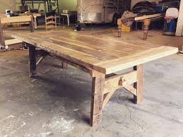 This Unique Trestle Style Is A Great Way To Reflect The Beauty Of The 100 Year Old Reclaimed Wood Farmhouse Table Farmhouse Dining Table Farmhouse Table Plans
