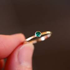 Emerald Gold Ring Solid 14k Gold Hammered Band Genuine May Etsy Stacked Jewelry Hammered Band Rings
