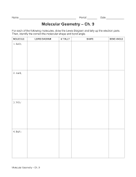 Molecular Geometry Worksheet